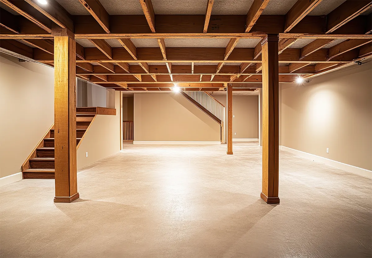 AI-generated image of basement design