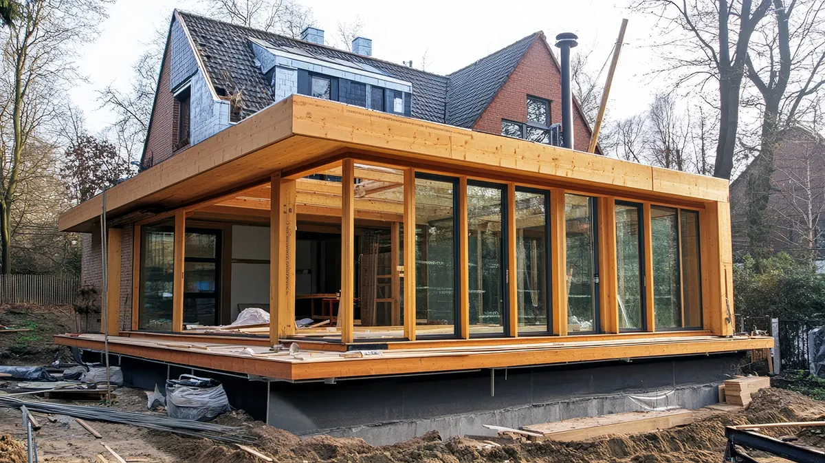 AI-generated image of a house extension's structural engineering